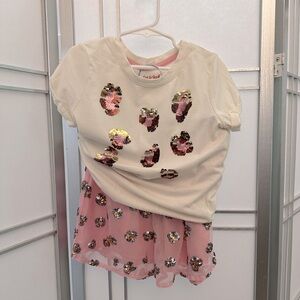 Sparkly and cute!  Girls size 5 & 7. Skirt and top set
